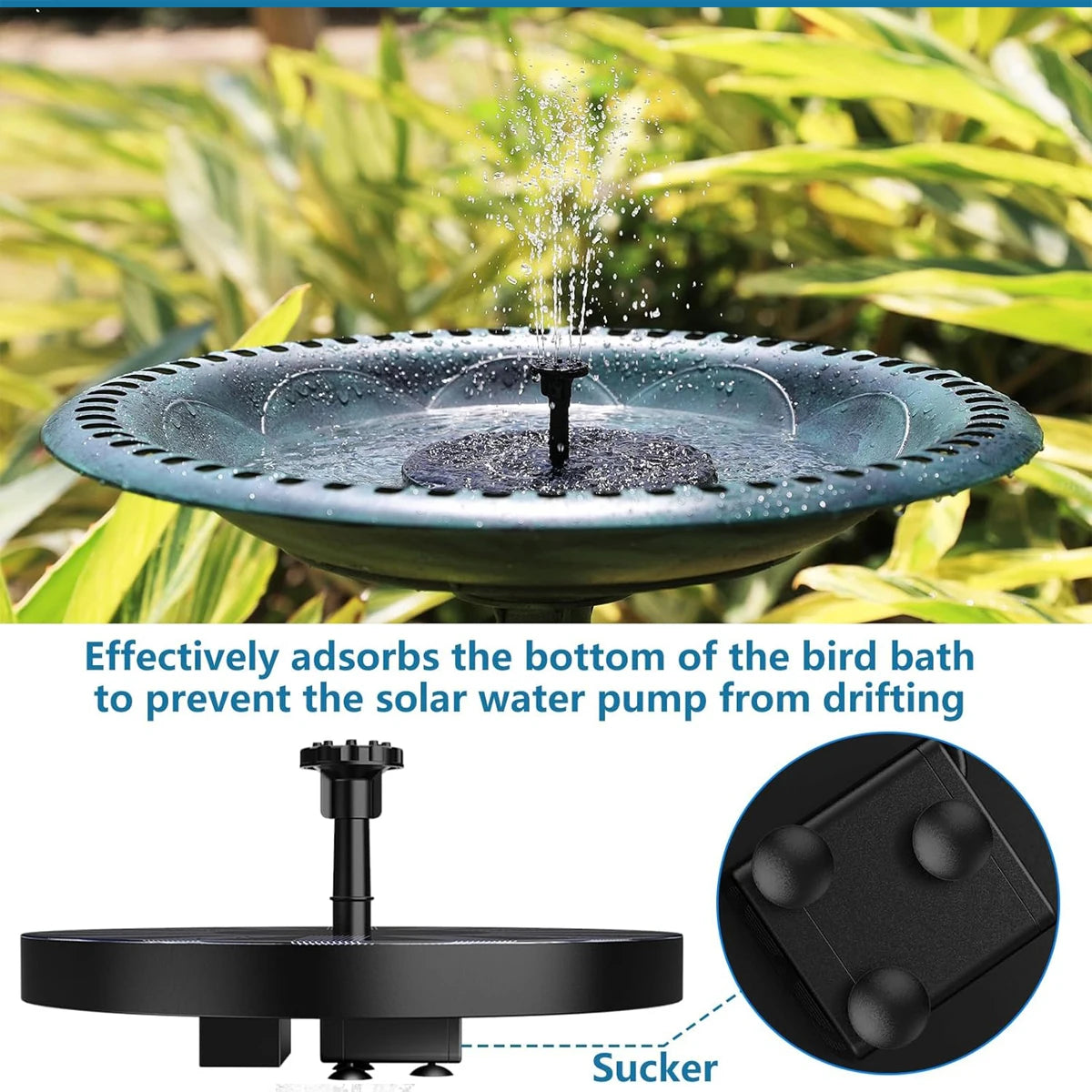 Fontaine Solaire Cascade pour Bain d'Oiseaux de Jardin