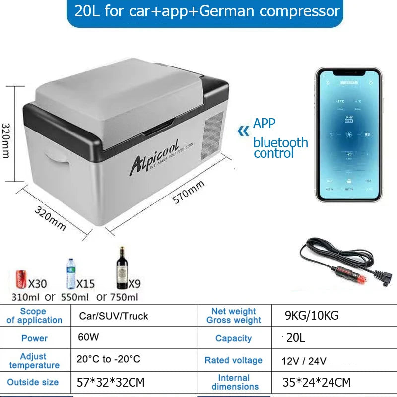Mini Réfrigérateur Portable 12V 24V à Compresseur 20 L