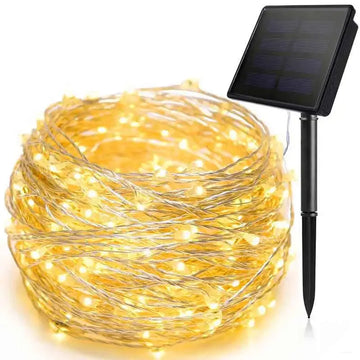 Guirlande Solaire Extérieur Fée Lumineuse 12m 100 LED Noël Halloween