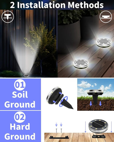 Lampe Solaire Jardin 8 LED Encastrée Sol Éclairage Latéral Étanche