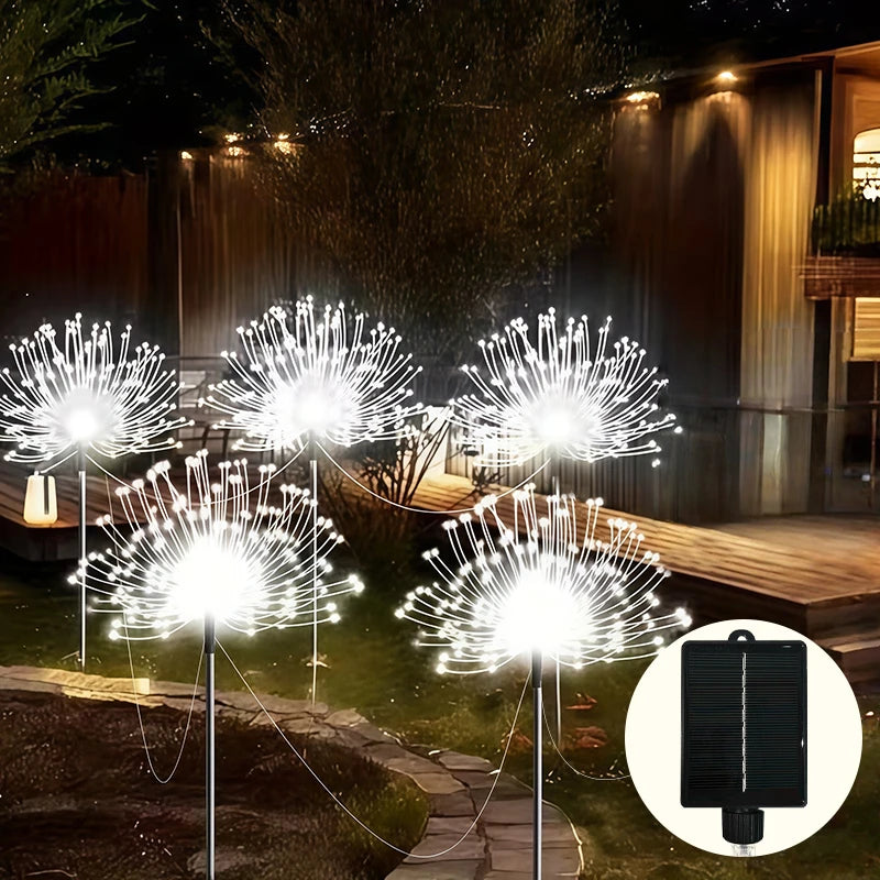 Lampes solaires de jardin éclairant un paysage la nuit