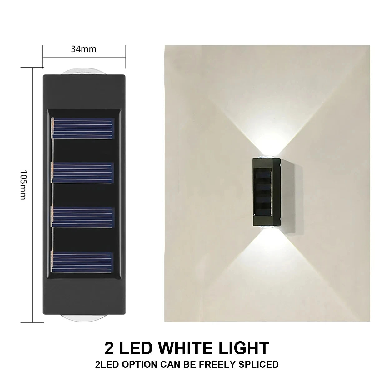 Applique Murale Solaire LED ExtĂ©rieure Ăclairage Haut Bas Jardin â montage facile sans fil