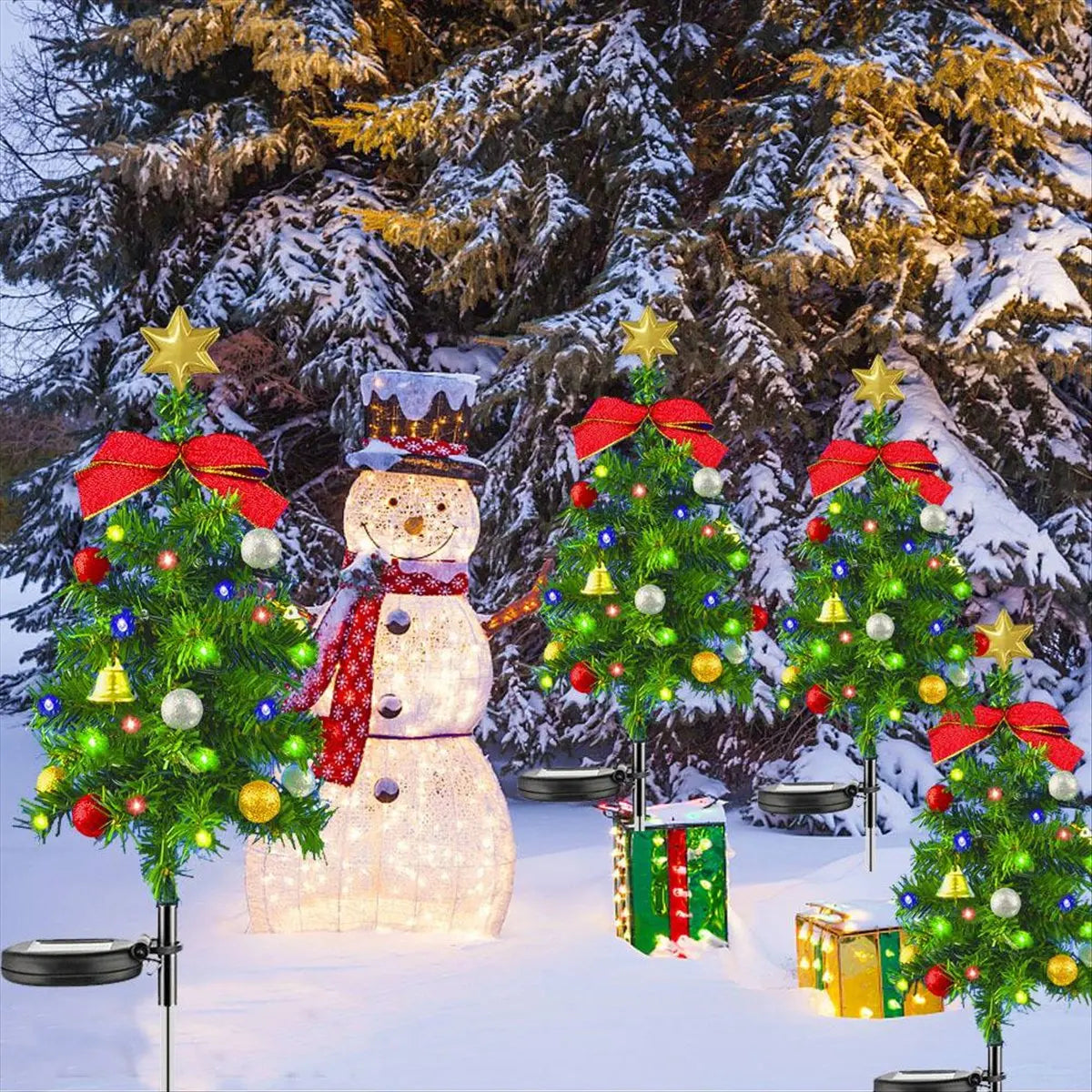 Piquet Solaire Sapin de Noël Lot de 2 Étanche Extérieur