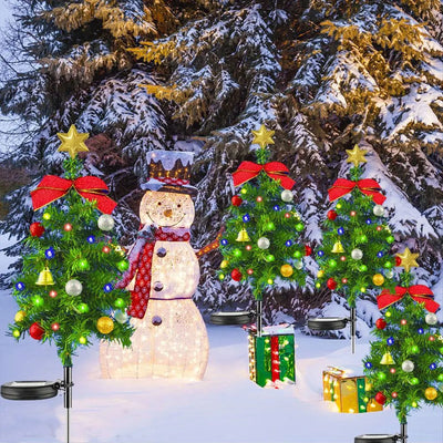 Piquet Solaire Sapin de Noël Lot de 2 Étanche Extérieur