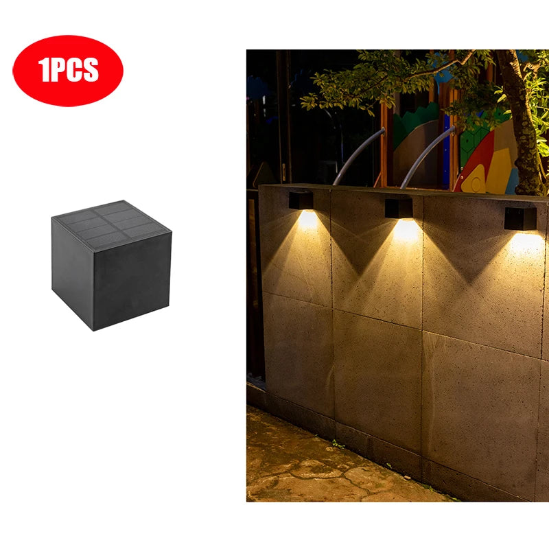 Applique Solaire Murale LED Carrée Étanche Clôture Jardin