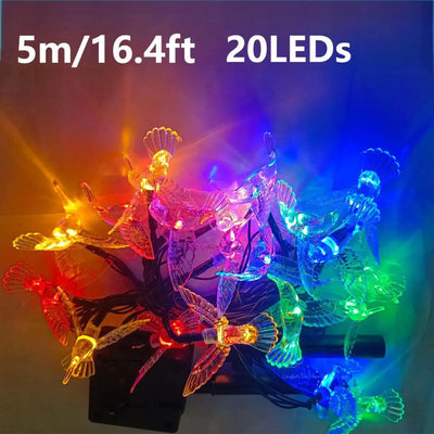 Guirlande Solaire Colibris 20 LED 8 Modes Étanche