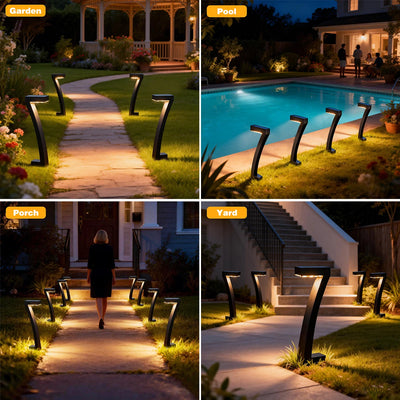 Lampe Solaire Jardin Marqueur de Chemin 6 LED Étanche IP65