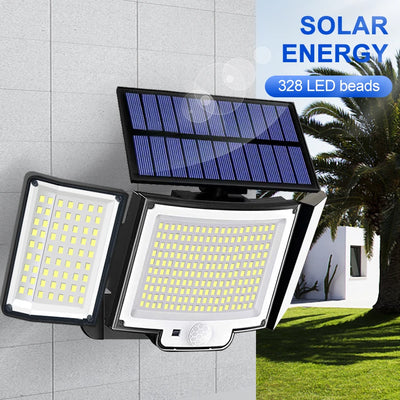 Projecteur Solaire 3 Têtes Détecteur Mouvement Étanche Jardin