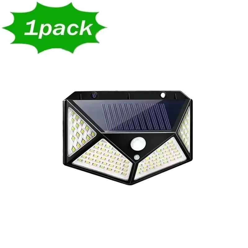 Projecteur solaire LED 100 LED avec détecteur de mouvement pour jardin