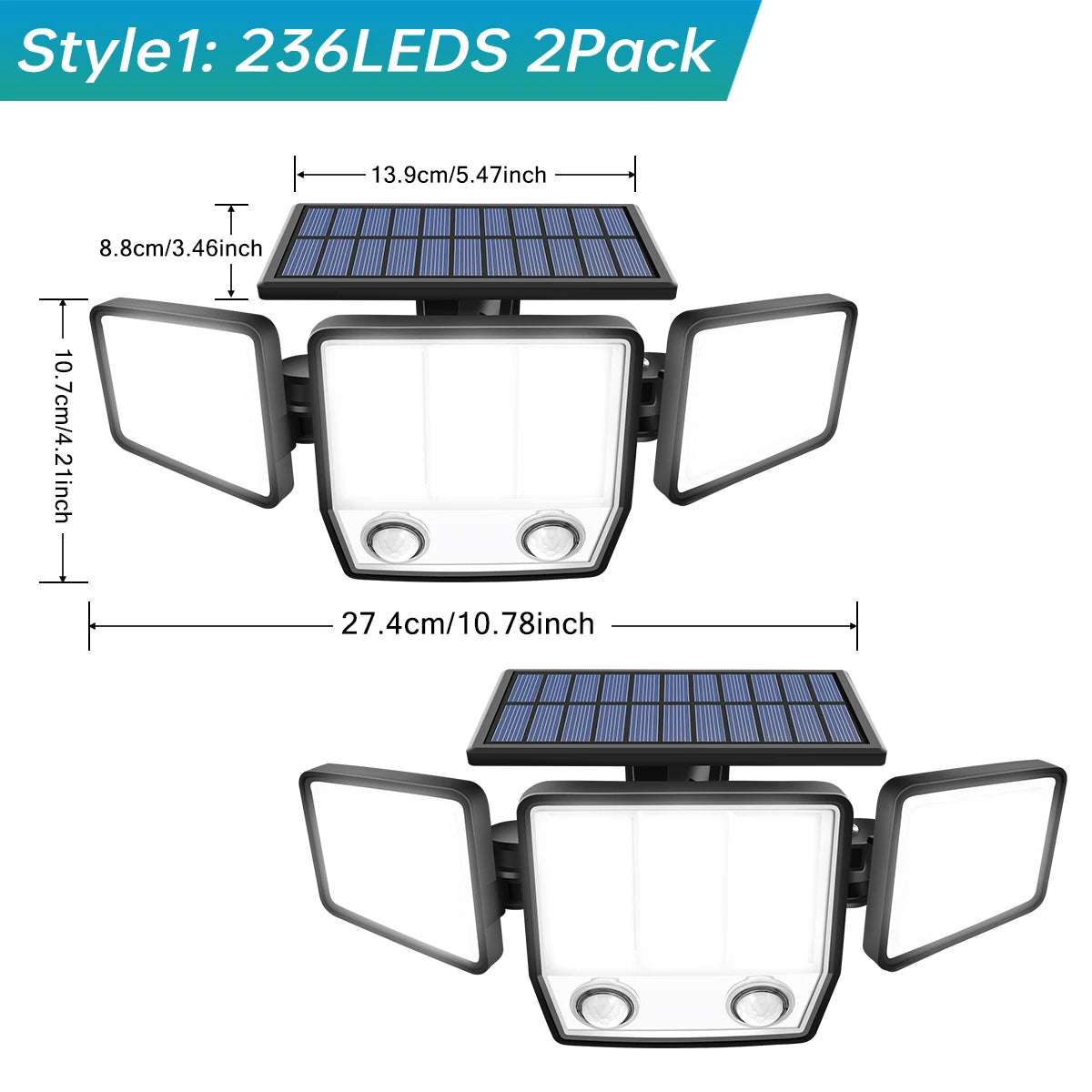 Détails de la lampe solaire détecteur de mouvement 3000lm