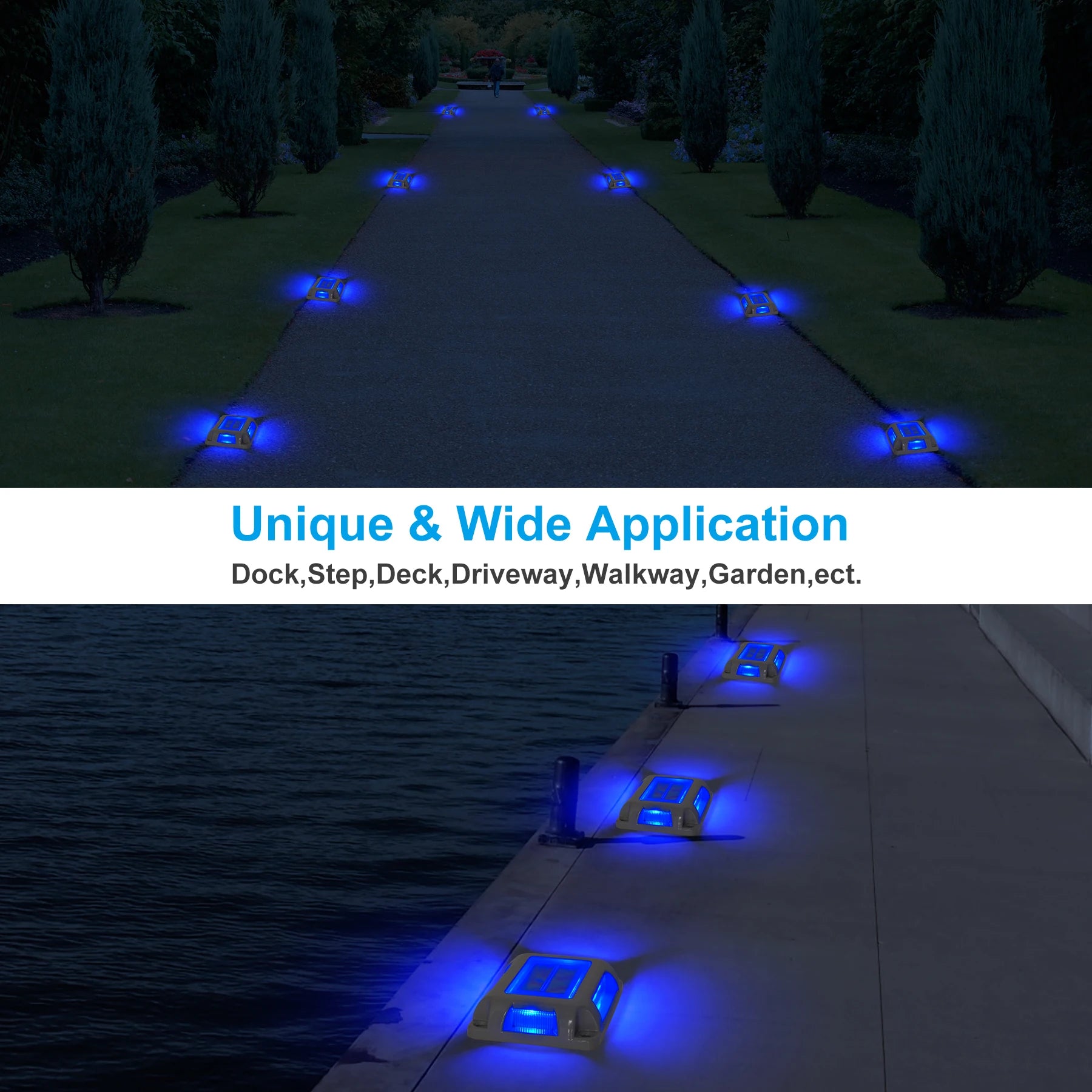 Lot de 8 lampes solaires bleues pour jardin