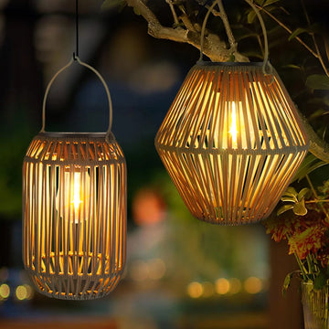 Lanterne Solaire Tissée Suspendue Style Boho