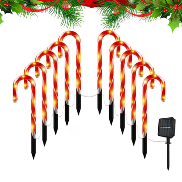 Balise Solaire Canne à Sucre LED Décoration de Noël