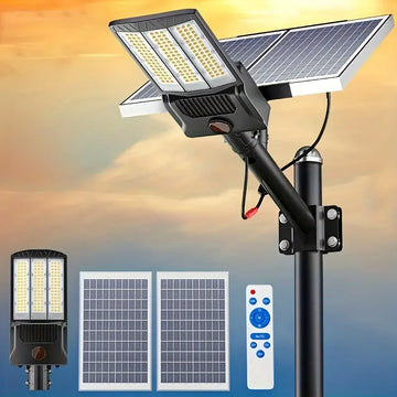 Réverbère Solaire 8000W Détecteur Mouvement Sécurité Extérieur