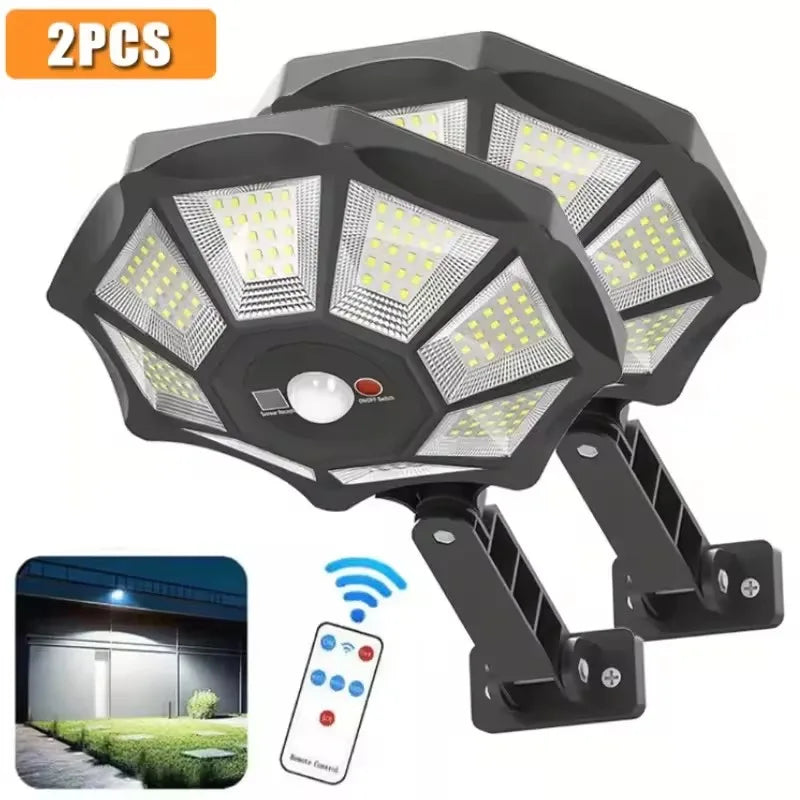 Projecteur Solaire 168 LED Octogonal Détecteur Mouvement IP65