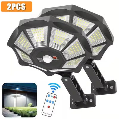Projecteur Solaire 168 LED Octogonal Détecteur Mouvement IP65