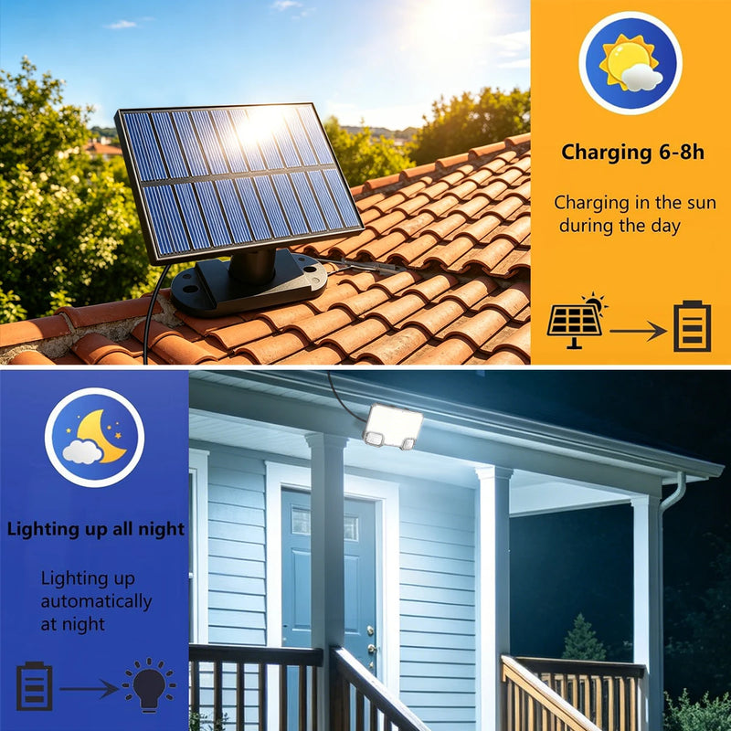 Lampe solaire murale 144 LED à double capteur pour jardin