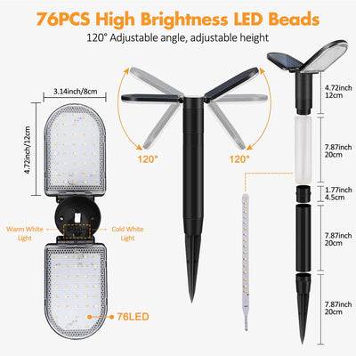 Lampe solaire à piquet éclairant une allée la nuit
