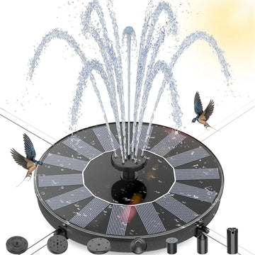 Fontaine Solaire Flottante à 7 Buses pour Bain d'Oiseaux