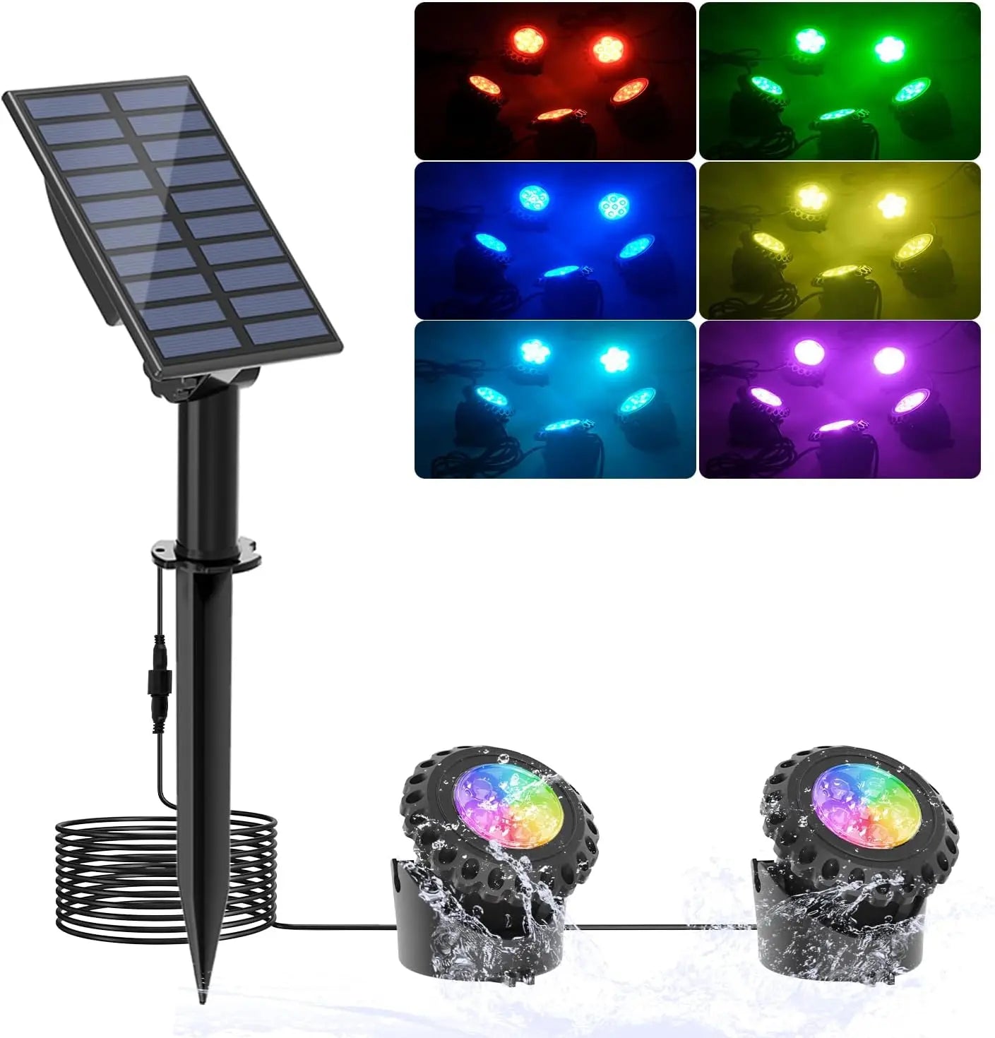 Projecteur Solaire Subaquatique RGB Étang Bassin IP68 Jardin