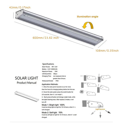 Projecteur solaire blanc chaud 3000K pour façade