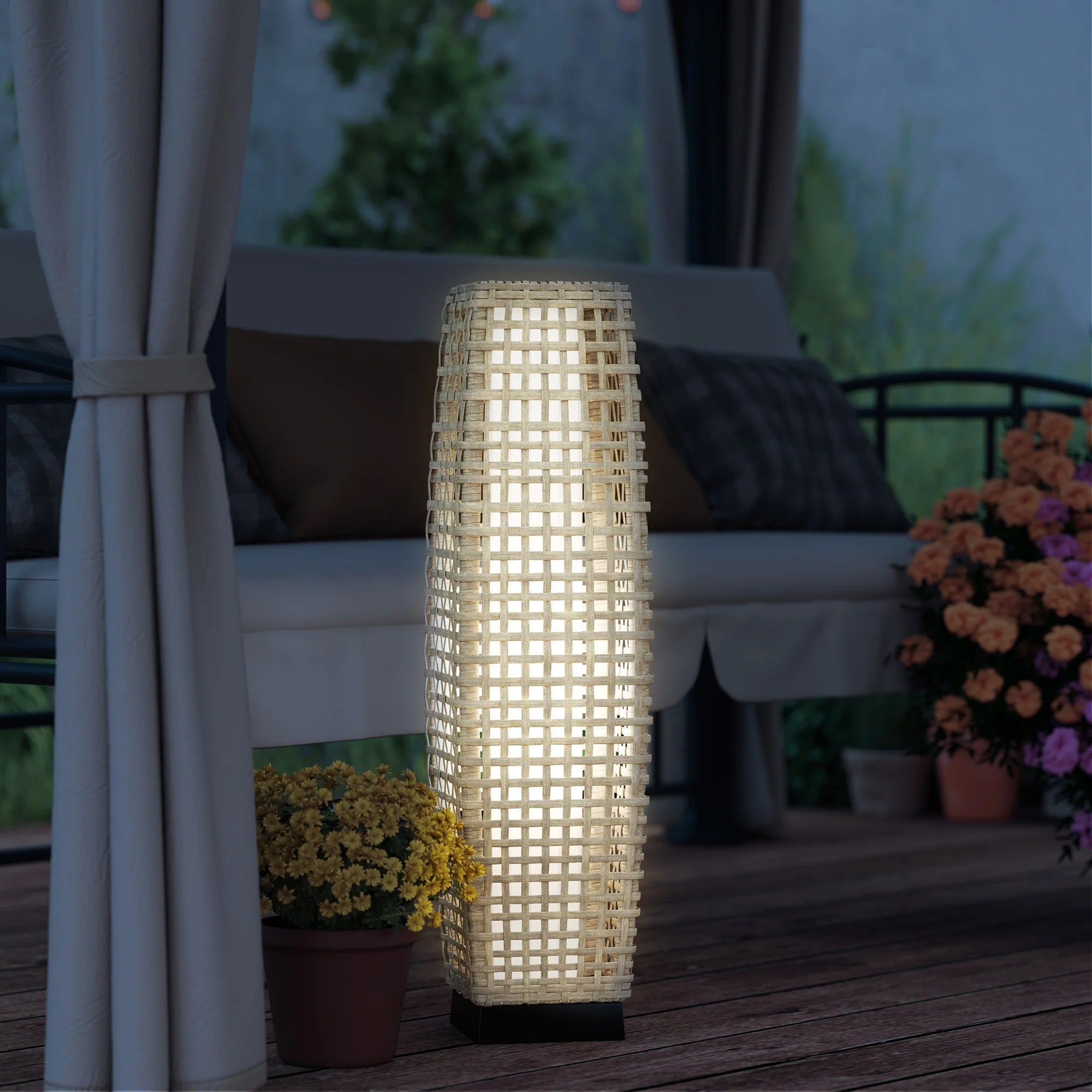 Lampe Solaire de Jardin en Rotin Synthétique LED