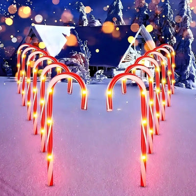 Balise Solaire Canne à Sucre LED Étanche Allée de Noël