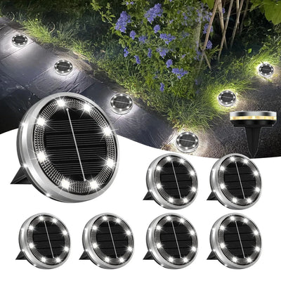 Lampe Solaire Jardin 8 LED Encastrée Sol Éclairage Latéral Étanche