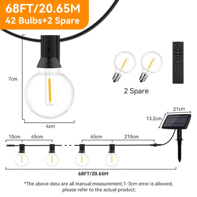 Détail d'une ampoule G40 de la guirlande solaire étanche