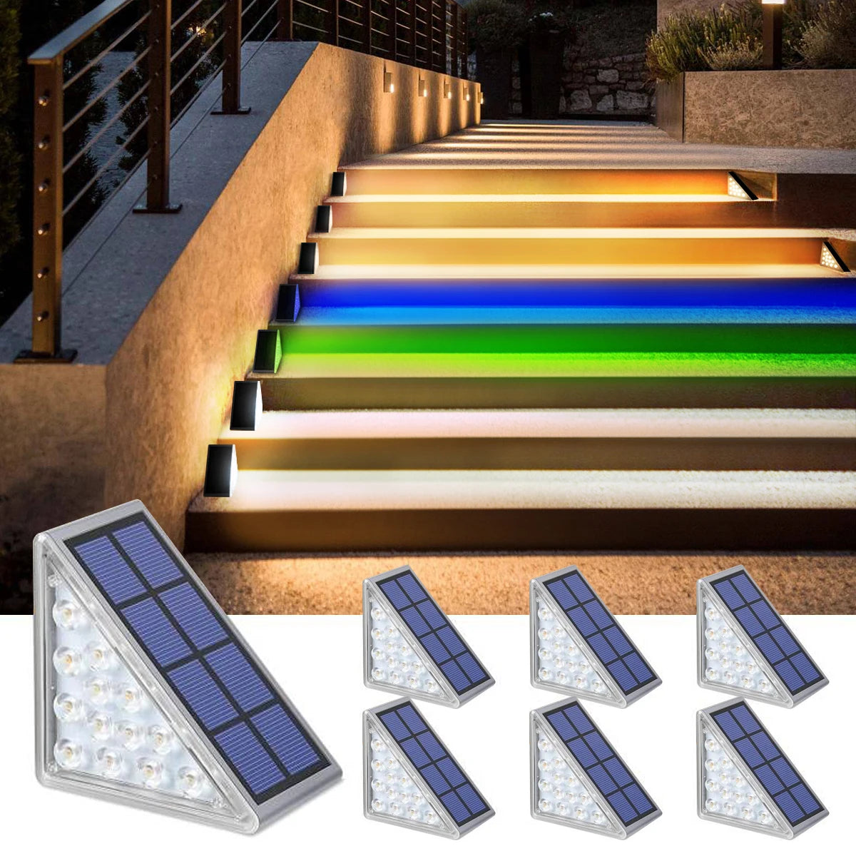 Lampe solaire LED à design de lentille étanche IP67 pour escalier