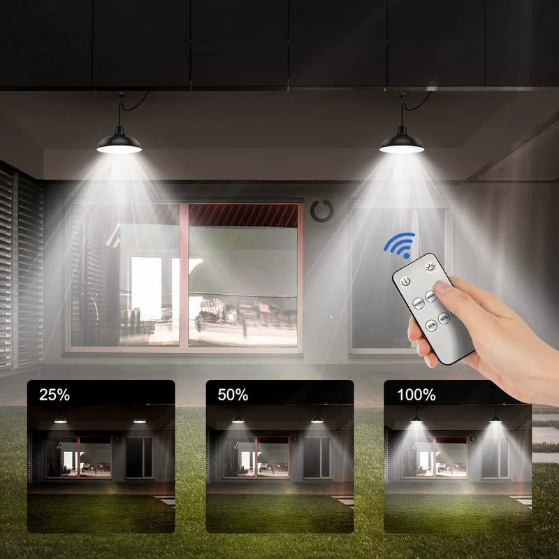 Lustre solaire suspendu étanche à double tête pour terrasse
