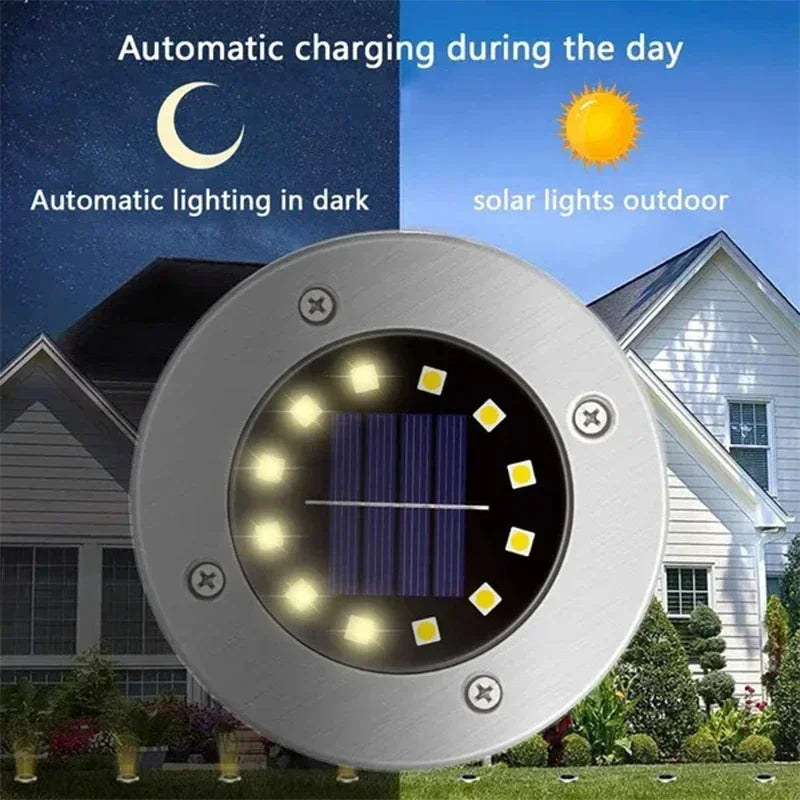 Lampe solaire enterrée en disque 8 à 20 LED pour jardin