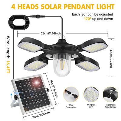 Lampe solaire de grange 192 LED 1000lm pour hangar et tonnelle