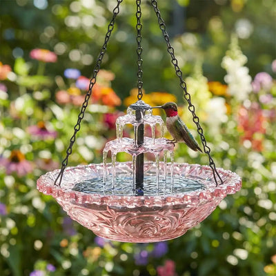 Fontaine Solaire Suspendue Bain d'Oiseaux à Eau Courante