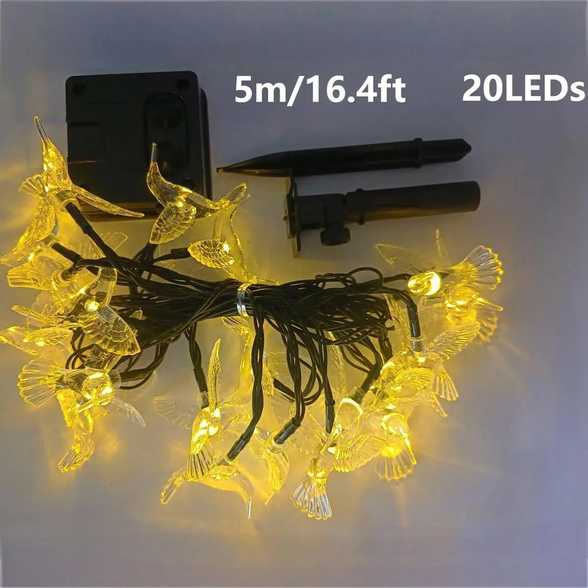 Guirlande Solaire Colibris 20 LED 8 Modes Étanche