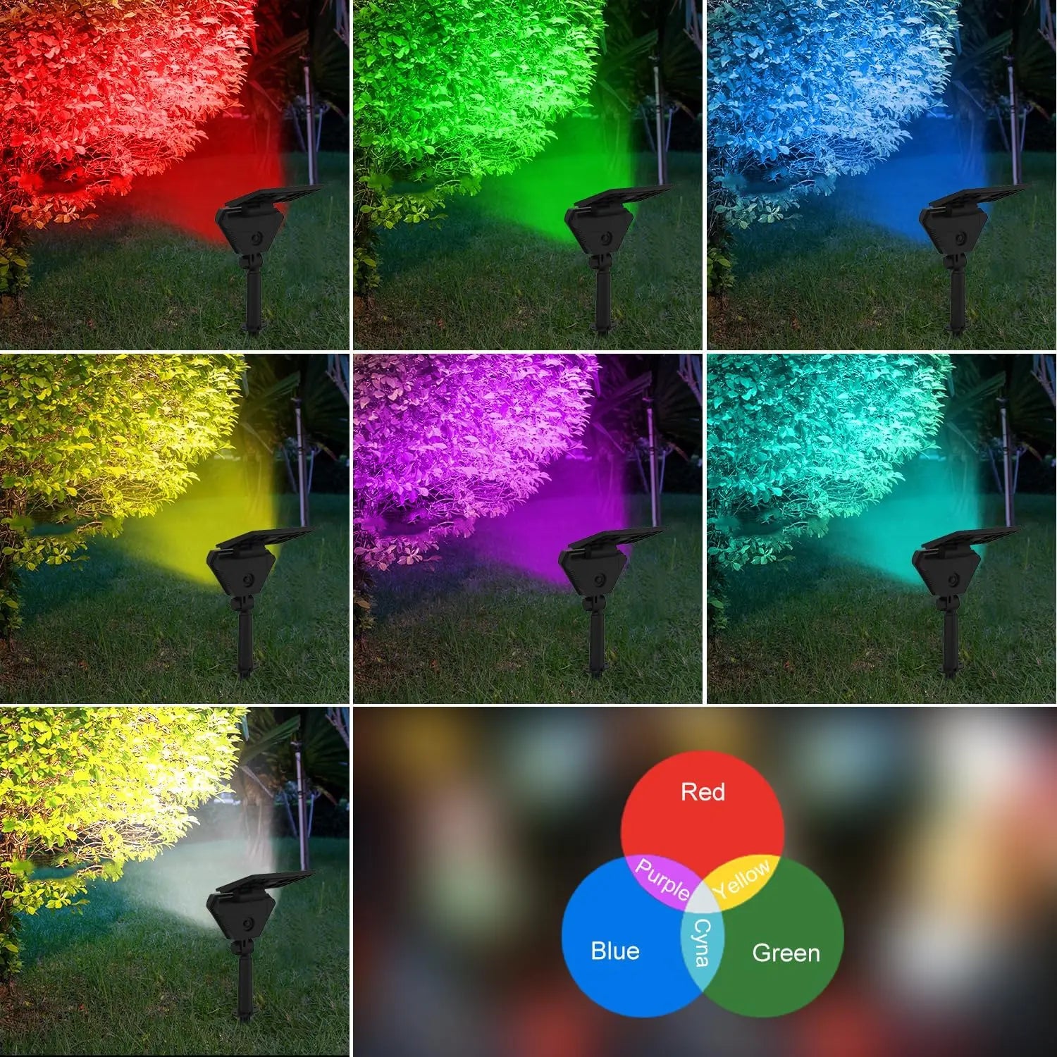 Projecteur Solaire RGB Arbre Couleur Changeante Jardin