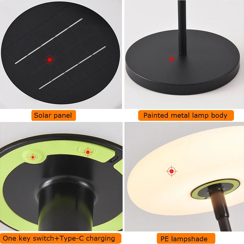 Lampadaire Solaire Sans Fil USB-C IP54 â panneau solaire et recharge autonome