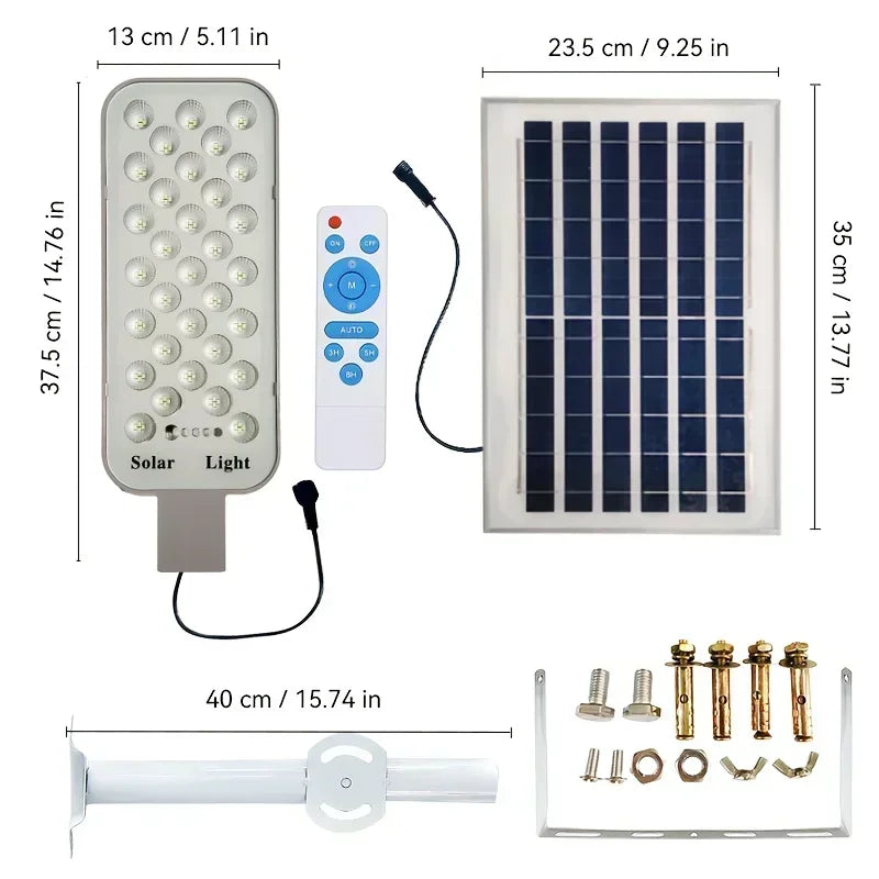 Lampadaire Solaire 128 LED Capteur CrĂ©pusculaire Jardin â installĂ© sur un mĂąt au jardin