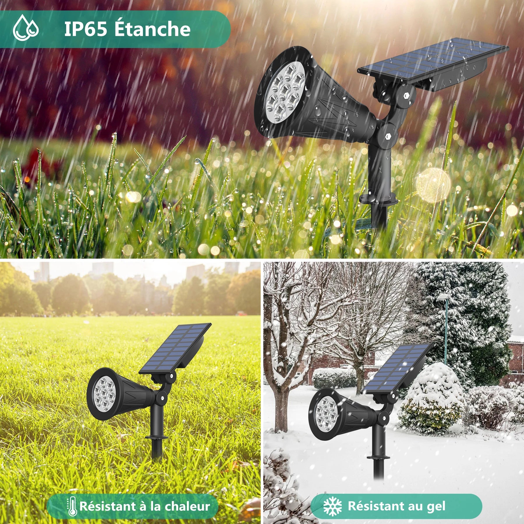 Projecteur Solaire 7 LED Applique Murale Paysage Jardin