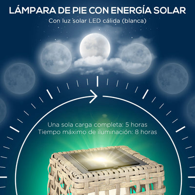 Lampe Solaire de Jardin en Rotin Synthétique LED