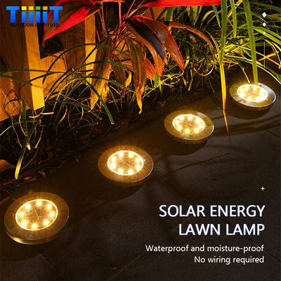 Lampe Solaire Disque Enterrée 8 à 20 LED IP65 Jardin Terrasse