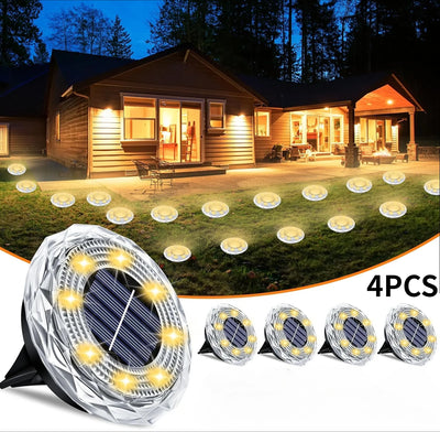 Lampe Solaire Enterrée 8 LED Étanche Jardin Pelouse Allée