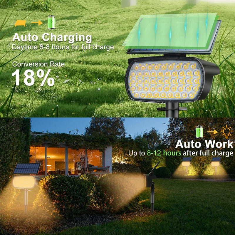 Spot solaire de jardin 108 LED projecteur paysager