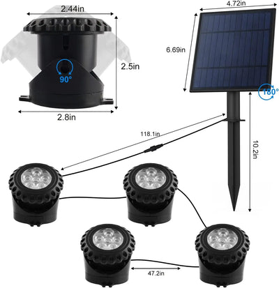 Projecteur Solaire Subaquatique RGB Étang Bassin IP68 Jardin