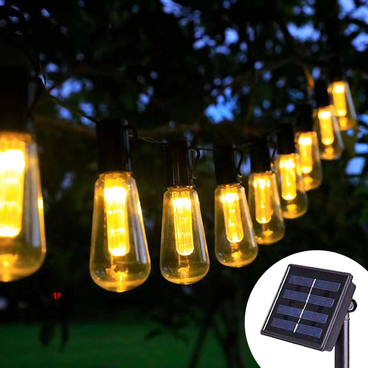 Guirlande solaire LED fée à ampoules étanche pour jardin