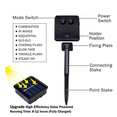 Guirlande solaire LED fée éclairée de nuit