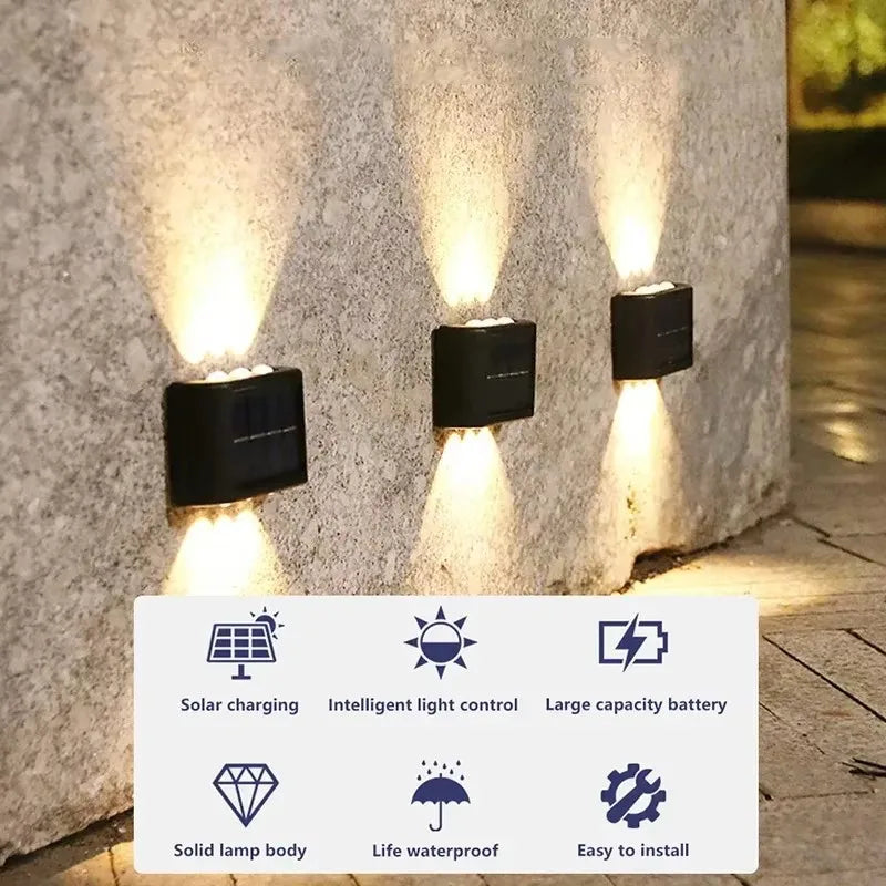 Applique Murale Solaire LED ExtĂ©rieure Ăclairage Haut Bas Jardin â Ă©clairage LED allumĂ© de nuit