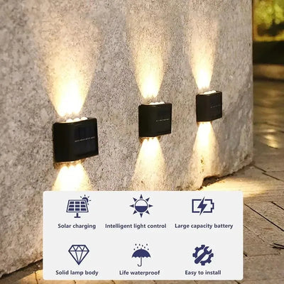 Applique Murale Solaire LED ExtĂ©rieure Ăclairage Haut Bas Jardin â Ă©clairage LED allumĂ© de nuit