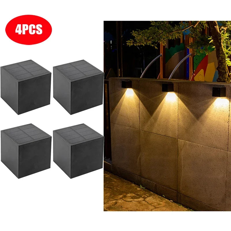 Applique Solaire Murale LED Carrée Étanche Clôture Jardin
