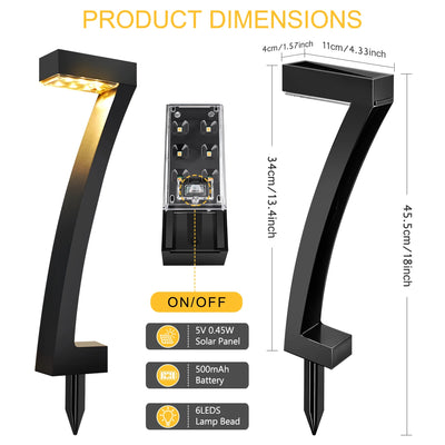 Lampe Solaire Jardin Marqueur de Chemin 6 LED Étanche IP65